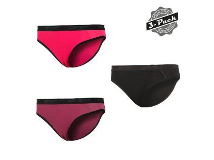 SENSOR DOUBLE FACE 3-PACK dámské kalhotky černá/lilla/magenta