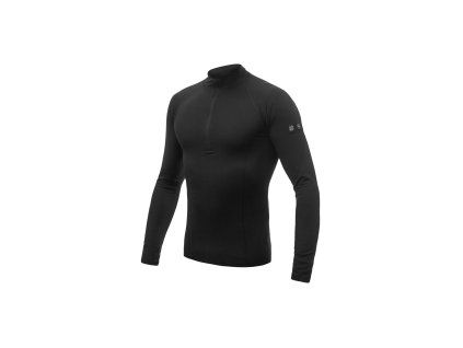 SENSOR MERINO ACTIVE pánské triko dl.rukáv stoják zip černá