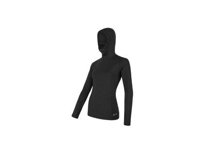 287942 sensor merino df damske triko dl rukav s kapuci cerna