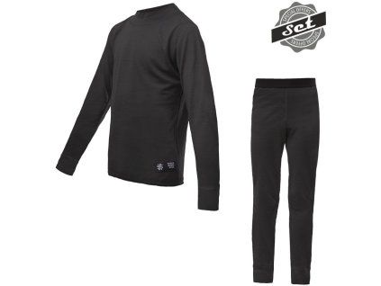 SENSOR MERINO ACTIVE SET dětský triko dl.rukáv + spodky černá