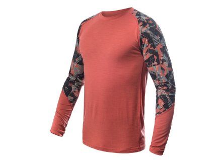 SENSOR MERINO IMPRESS pánské triko dl.rukáv terracotta rush