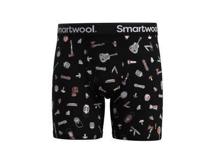 Smartwool M MERINO PRINT BOXER BRIEF BOXED black gone camping (Veľkosť L-)