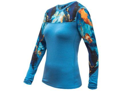 SENSOR MERINO IMPRESS dámské triko dl.rukáv modrá universe