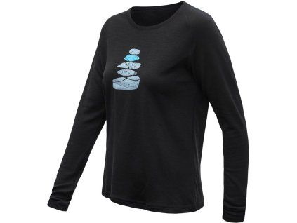 SENSOR MERINO BLEND STONE dámské triko dl.rukáv černá