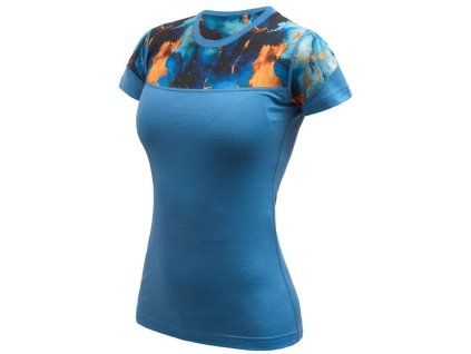 sensor merino impress damske triko kr rukav modra universe