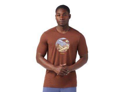 Smartwool FOURTEENER ACTIVE SHORT SLEEVE GRAPHIC T sable brown (Veľkosť L)
