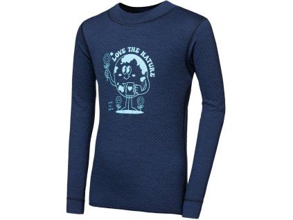 sensor merino df planet detske triko dl rukav deep blue