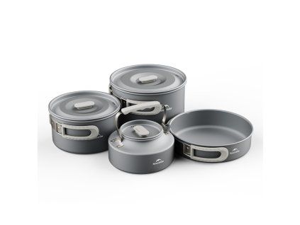 Naturehike nádobí Sada pro 4 7 osob (2x hrnec s madlem+konvice+pánev) var. 1. 1186g