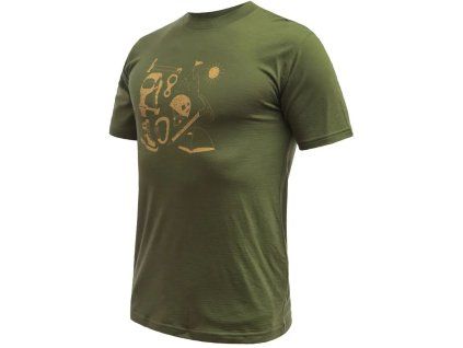 SENSOR MERINO ACTIVE HIKING pánské triko kr.rukáv safari green