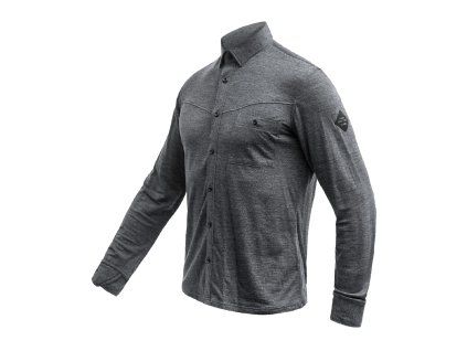 SENSOR MERINO LITE unisex košile dl.rukáv anthracite gray M (Velikost M)