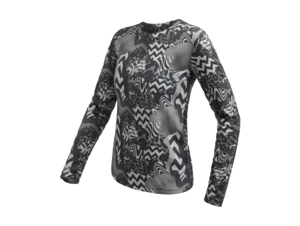 SENSOR MERINO BLEND IMPRESS dámské triko dl.rukáv zebra S (Velikost S)