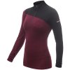 SENSOR MERINO EXTREME dámské triko dl.rukáv zip port red černá