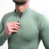sensor merino df panske triko dl rukav zip basil green3